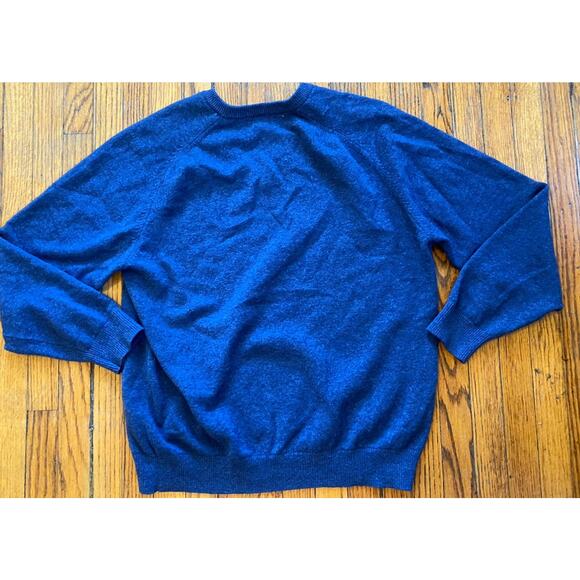 L L Bean Lambswool Sweater V Neck Mens Large Blue - Picture 3 of 10